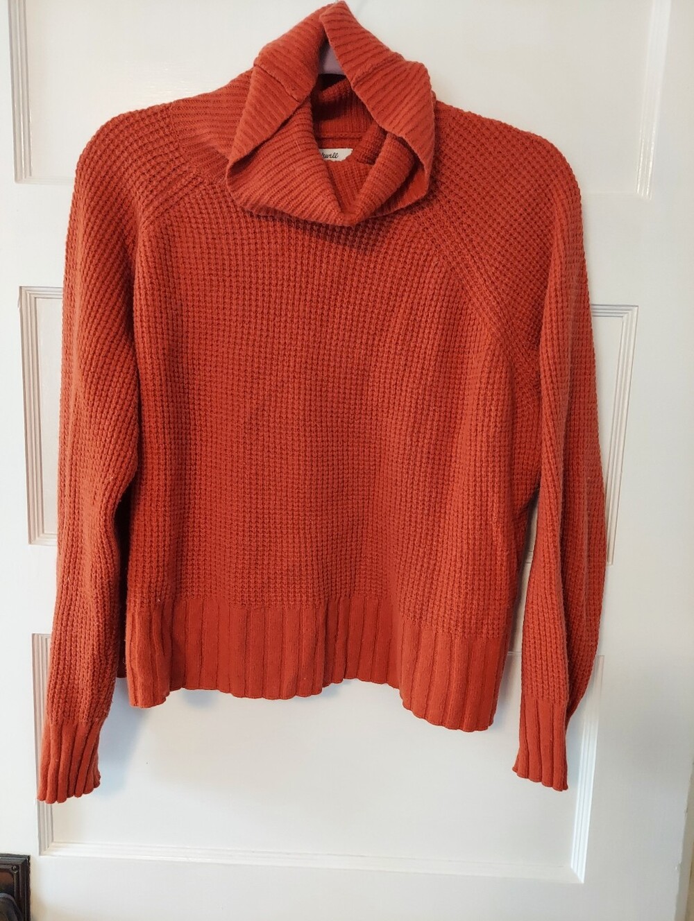 Madewell Cross-back Waffle Weave Cowl Neck Sweater